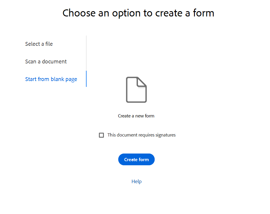 Creating empty form